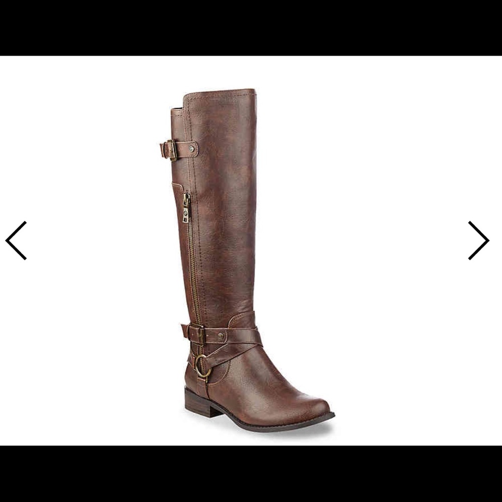 Brown wide calf knee high boots